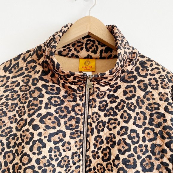 Ruby Rd. Women's Animal Print Leopard Zip-front Jacket, Front Pockets, 3X - Picture 7 of 9